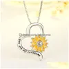 Pendentif Colliers Lettre Tournesol Vous êtes mon coeur de soleil Collier Femmes Enfants Bijoux de mode Will et Sandy Drop Livraison Pend Dhzaz