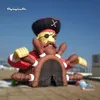 5m Amazing Large Entrance Tunnel Inflatable Pirate Captain With Helm Cartoon Figure Mascot Model For Carnival Stage Show