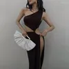 Sukienki swobodne moda letnia seksowna sukienka damska krocza strona wycięta Slit Maxi na imprezę klubową