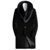 Pelliccia da uomo Pelliccia sintetica Pelle finta da uomo Abiti autentici Media lunghezza Cappotto di pelliccia di lana Colletto Giacca da moto da uomo in cashmere vera pelle 230112L230914