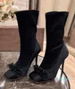 Stretch Suede Stiletto Heels Ankle boots crystal beaded decorative square toe side zipper fashion boots Women's Designer
