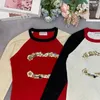 Camisa informal de diseñador para mujer, blusa de manga larga con logotipo clásico de lentejuelas a la moda, blusa con cuello redondo, chaqueta informal de lujo