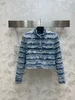 Runway Designer New Denim Woven Tweed Short Design Slim Fit Jacket Kvinnor O-Neck Single Breasted Tickets Vintage Coat