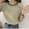 T-shirt da donna PLAMTEE S-XL Stripes T-shirt Donna 2023 Casual Chic Mezza manica Allentata Abbigliamento da lavoro Office Lady Slim All Match Tees Tops