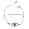 Corrente na moda turco ouro mau olho pulseira pave sliver cor pulseiras ajustável feminino festa jóias entrega gota dhb6y