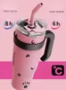 Bouteilles d'eau 1250 ml Kpop noir rose bouteille thermique gobelet en acier inoxydable avec poignée tasse de paille tasse à café de voiture portable Drinkware 230914