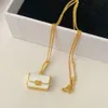 CE New Triumphal Arch Series White Bag Drop Glaze Necklace Fashion Simple and Magnificent Style