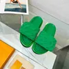 Velcro Slippers POOL PILLOW COMFORT Designer Slipper Smooth Calfkin Slides Men Women Sandals Rubber Slide