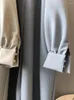Robes décontractées QOERLIN Qualité Mode coréenne Lâche Élégante Poche à lacets Bureau Dames Robe à col en V Femme 2023 Automne Hiver