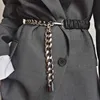 Bälten Elastic Leather Silver Chain Belt Ladies Dress Stretch Cummerbunds Female Coat Corset Long Big Waistband Belts For Women Strap Q230914