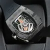 Hareket Richarmilles Watch Fiber Watch RM40-01 Tasarımcı Hareketi Karbon Safir Ayna ile Kauçuk İzleme Kılıfı L