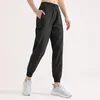 Active Pants Lu med logotyp Sweatpants Women's Loose Zipper Solid Color Running Yoga Thin Training Fitness Fashion Casual Pan