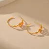 Hoop Earrings ALLME Wholesale 18K Real Gold Plated Brass Twist C Shaped For Women Large Statement Earring Every Day Jewelry