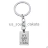 Nyckelringar Key Rings Sier Plated Creative Carved My Dad Hero Letters Pendant Keychain Car Keychains Fathers Day Gift Drop Delivery Jewelry DHXAK X0914