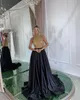 Sexy Black Prom Dresses High Collar Gold Sequins Top Evening Dress Pleats Formal Long Special Occasion Party dress