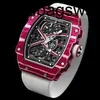 YS Factory Watch Richrmill Fiber de carbono Strapa de goma de goma Serie de 475 mm RM67-02 Vino Red2QZ7