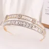 Gold Silver Plated Queen Princess Crown Crystal Pearl Diadem för brudtillbehör Brudband