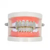 Gold Shiny Iced Out Teeth Grillz Rhinestone Top Bottom Grills Set Hip Hop Jewelry Drop Delivery DH4UY