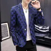 Męskie garnitury Blazers 2021 Jesienna marynarkaczka Blazer Koreańska wersja Slim Masculino Star Printing Młody Moda Casual Coat312N