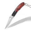Små vikning kniv rostfritt stål mini camping knivficka nyckelchain edc utomhus blad skärt trä handtag