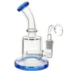 5,5 pollici Viola Verde Blu Rosa Mini Bubbler Bong in vetro per acqua Shisha Recyler Fumatori Narghilè 14mm Banger Disponibile