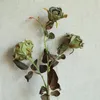 Dekorative Blumen, getrocknet aussehender Rosenzweig, faltig, künstlich, für Zuhause, Tischdekoration, Valentinstagsgeschenk, 3 Köpfe, Weihnachtsflores