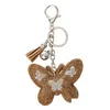 Nyckelringar Rhinestone Butterfly Veet Charm Pendant Fringe Car Tassel Bag Keychains Romantic Dazzling 80x65mm Drop Leverans smycken DHFUQ