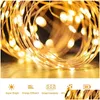 LED Strings Dize Işıkları Bakır Tel Peri Noel Işığı 10m 100leds Bahçe Veranda Partileri İçin Yıldızlı Güneş Aydınlatma Damlası H dhfrf