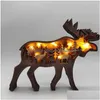 Andere Wohnkultur Bär Christams Hirsch Handwerk 3D Laser geschnitten Holz Geschenk Kunst Handwerk Spielzeug Wild Wald Tier Tischdekoration Statuen Ornamente Dhfzh