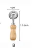 Pastry Tools Fluted Pastry Cutter Wheel Wooden Handle Ravioli Crimper Stamp Maker for Home and Kitchen Use Baking