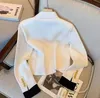 Дизайнерский кардиган Женский свитер Свитера-поло Рубашка на пуговицах Классический v-образный вырез Мода Обычная повседневная вязаная куртка с длинным рукавом Свитер Женская одежда