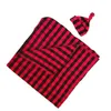 Couvertures Born Christmas Swaddle Infant Xmas' Rouge Plaid Swaddles Chapeau Handband Baby Hold Wraps 50