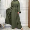 Vêtements ethniques 2 pièces Femmes Ouvert Abaya Kaftan Dubaï Turquie Musulman Ensemble Islam Robe Robe Africaine Kimono Maroc Caftan Mode 2023