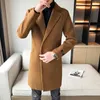 Casacos de Trench Masculinos Elegante Céu Azul Homem Longo Casacos Mens Vintage Inverno Slim Fit Retro Britânico Casaco de Lã Branco Khaki 230914