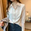 Frauen Blusen Mode Lässig Elegante Dame Büro Arbeit Shirts Tops Weiße Bluse Frauen Drehen-unten Kragen Langarm Hemd