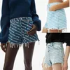 Denim Shorts Women Brand Pants Hyun Ya Wind Trend Classic Full Printed Letters Summer High Quality Casual Waist270g