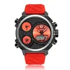 Relógios de pulso Ohsen marca de moda quartzo relógio digital homens led à prova d 'água esportes pulseira de borracha vermelho dial alarme relógio de pulso relogios