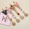 Pacifier Holders Clips＃1PC Crochet Bunny Baby Clip Chain BPa Free Wooden Beads Appease SoOther Clips Born Dummy Holder Nipple 230914