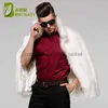 Men's Fur Faux Fur Men039s Jackets BHUNATI Mens Fur Coat White Stand Collar Long Sleeve Winter Men Faux Solid Loose Jacket Casual2110193L230914