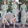 Ethnic Clothing 2023 Suede Single-Layer Long Seven-Point Sleeve Daily Cheongsam Improved Autumn And Winter Dress Chinese Style China