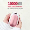 Thuisverwarmers 8-12 uur 10000 mAh Elektrische handwarmer Oplaadbare USB LED-verwarmer 5 s Snelle verwarming Pocket Mobiele Power Mini 5 V Long-Life Pocket HKD230904