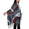 Vêtements ethniques Mode Moderne Abstrait Gris Rouge Tourbillons Gland Écharpe Femmes Hiver Automne Chaud Châle Wrap Dames Texture Colorée Géométrique