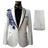 Peacock Sequin Men Suits Royal Blue Costume Homme Tuxedos For Wedding Groom Bridegroom 2 PCS Prom Slim Fit Blazers Jacket Pant Men3338