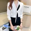 Frauen Blusen Mode Lässig Elegante Dame Büro Arbeit Shirts Tops Weiße Bluse Frauen Drehen-unten Kragen Langarm Hemd