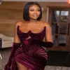 2021 Plus Size Arabic Aso Ebi Stylish Burgundy Sexy Prom Dresses Sweetheart Short Velvet Evening Formal Party Second Reception Gow234N