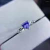 Bagues de cluster Est Naturel Tanzanite Bague 6x6 mm Coeur Pierre précieuse pour mariage Solide 925 Bijoux en argent Bon cadeau