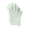 Mitaines de four en silicone Outils de pâtisserie Gants d'isolation thermique Épaissie 5 doigts Plus Gant de cuisson résistant anti-brûlure en coton pour micro-ondes de cuisine 1221720