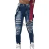 Женские джинсы Рваные джинсы для женщин Джинсовые брюки-карандаш Джинсы скинни с высокой талией Рваные джеггинсы Джинсы для мам большого размера x0914