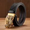 3.5 CM Eagle Legering Automatische Gesp Koeienhuid Lederen Riem Kwaliteit Mannen Wasitbad Band Lederen Gift Bussiness Riem Voor Jeans