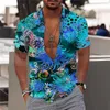 Mäns avslappnade skjortor hawaiian skjorta för män korta strandsemester 5xl sommarblus tee överdimensionerade kläder man 3d tryck camisa 230912